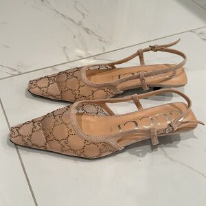 Nude Mesh Rhinestone Kitten Heels